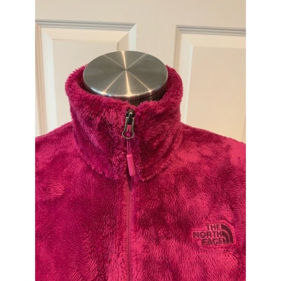 North Face Pink Fuzzy Zip-Up Jacket W/ Nylon Sides, Size XS - Picture 2 of 8